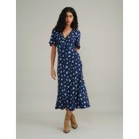 Floral V-Neck Midi Tea Dress