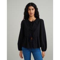 Pure Cotton Tie Front Blouse