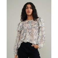 Snake Print Ruffle Top