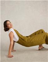 Pure Linen Cropped Dungarees