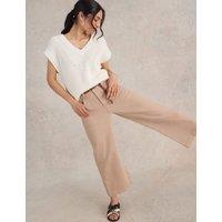 White Stuff Mid Rise Wide Leg Cropped Jeans Natural