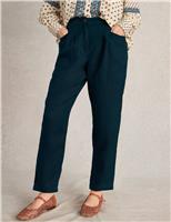 White Stuff Pure Linen Pleat Front Trousers Navy