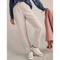 White Stuff Pure Linen Pleat Front Trousers Natural
