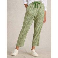 Linen Blend Drawstring Ankle Grazer Trousers
