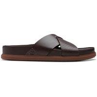 Clarks Leather Crossover Sliders Brown