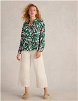 White Stuff Pure Cotton Printed Button Through Shirt Green Mix