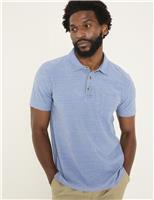 FatFace Pure Cotton Striped Polo Shirt Blue Mix