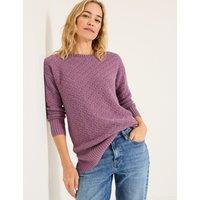 Pure Cotton Textured Crew Neck Jumper