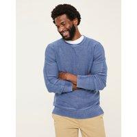 Pure Cotton Textured Crew Neck Jumper