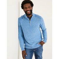 Pure Cotton Textured Half Zip Jumper