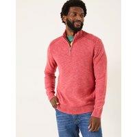 Pure Cotton Textured Half Zip Jumper
