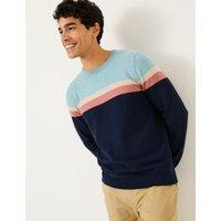 Cotton Rich Colour Block Crew Neck Jumper