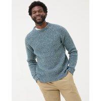 Cotton Blend Textured Crew Neck Jumper