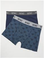 FatFace 2 Pack Cotton Rich Cow Print Boxers Teal