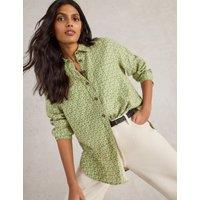 Pure Linen Printed Collared Relaxed Shirt