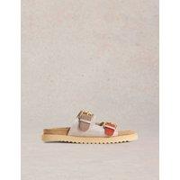 Suede Colour Block Footbed Sandals