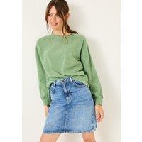 FatFace Denim Mini A-Line Skirt Blue Denim