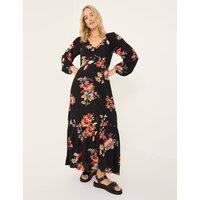 Floral V-Neck Midaxi Waisted Dress