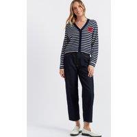 Pure Merino Wool Striped V-Neck Cardigan