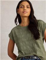 White Stuff Pure Cotton Broderie T-Shirt Green