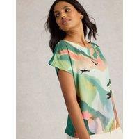 Cotton Modal Blend Bird Print T-Shirt