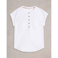 Pure Cotton Crew Neck Button Detail Shirt