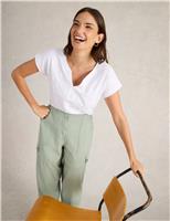 Pure Cotton Embroidered Notch Neck T-Shirt