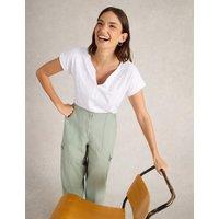 Pure Cotton Embroidered Notch Neck T-Shirt