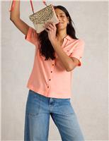 White Stuff Cotton Blend Collared Shirt Pink