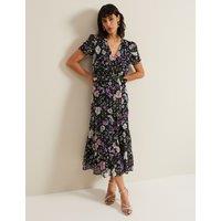 Floral Belted Maxi Tiered Dress