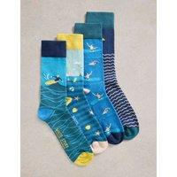4pk Seaside Print Cotton Rich Socks