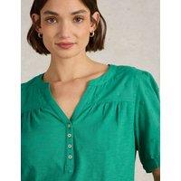 Pure Cotton Broderie V-Neck Top
