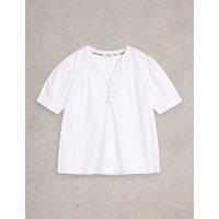 Pure Cotton Broderie V-Neck Top