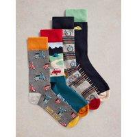 4pk Novelty Cotton Rich Ankle Socks
