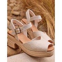 TOMS Ankle Strap Block Heel Peep Toe Sandals Natural