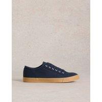 White Stuff Lace Up Plimsoll Trainers Navy