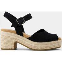 TOMS Ankle Strap Block Heel Peep Toe Sandals Black