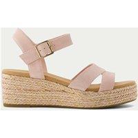 Leather Ankle Strap Wedge Espadrille Sandals