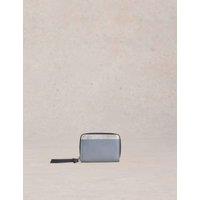 Leather Metallic Zip Around Purse
