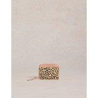 Leather Animal Print Zip Around Purse