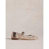 Leather Metallic Woven Ballerina