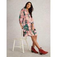 White Stuff Printed Knee Length Relaxed Tiered Dress Pink Mix