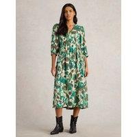 Floral V-Neck Midi Tea Dress