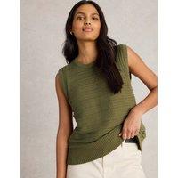 Pure Cotton Textured Knitted Vest
