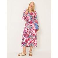 Floral Blouson Sleeve Tie Waist Midaxi Shirt Dress