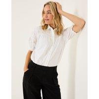 FatFace Pure Cotton Embroidered Shirt White Mix