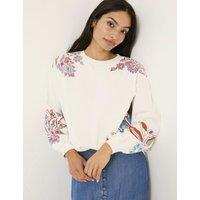 Cotton Rich Embroidered Crew Neck Sweatshirt