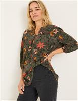 FatFace Cotton Rich Floral Tunic Black Mix