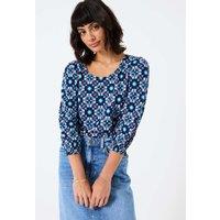 Cotton Rich Abstract Print Top