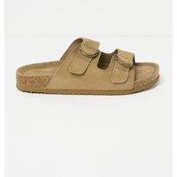 Suede Buckle Flat Sandals